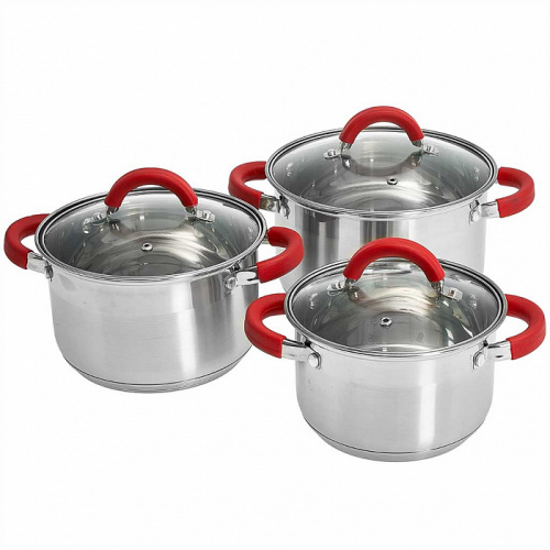 Набор посуды WEBBER BE-624/6 из нерж.стали 6 пр. 2,2л, 3,0л, 4,0л со стекл. крышками (4) В наборе 6 предметов:
кастрюля со стеклянной крышкой 16×10,5см; 2,2л
кастрюля со стеклянной крышкой 18×11,5см; 3,0л
кастрюля со стеклянной крышкой 20×12,5см; 4,0л
Толщина стали 0,5 мм
Набор кастрюль из высококачественной нержавеющей стали со стеклянными крышками
Термосберегающее дно: пятислойное дно с повышенной термоотдачей
Подходят для использования на всех типах кухонных плит, включая индукционные
Подходят для мытья в посудомоечной машине