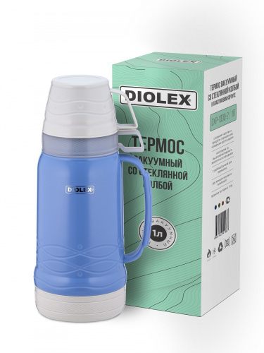 Термос Diolex DXP-1000-2, пластиковый со стеклянной колбой 1000 мл фото 9
