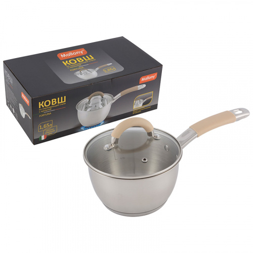 Ковш MALLONY Fortuna с крышкой 1,65 л. Ковш из нерж стали с крышкой, матовый, 1,65 л, серия Fortuna, V-shape, ручки с силиконом, тм Mallony
Материалы: нерж сталь (толщина стенок 0,5 мм), силикон, алюминий, сталь, жаропрочное стекло.
Объем - 1,65 л.
Размер: 16*9,5 см, капсулированное 3-слойное дно (нерж сталь+1,5 мм алюминий+ база сталь), подходит для всех типов плит,
матовый внутри и снаружи, крышка из жаропрочного стекла с отверстием для выпуска пара, С-тип, отметки литража,
ручки полые из нерж стали с силиконовыми вставками, упаковка - пакет и цветная коробка.
Не рекомендуется мыть в посудомоечной машине. Мыть теплой водой с мягким моющим средством.