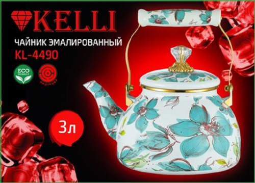 Чайник для плиты KELLI KL-4490 эмалированный, 3л (1x8) фото 2
