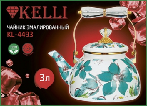 Чайник для плиты KELLI KL-4493 эмалированный, 3л (1x8) фото 2