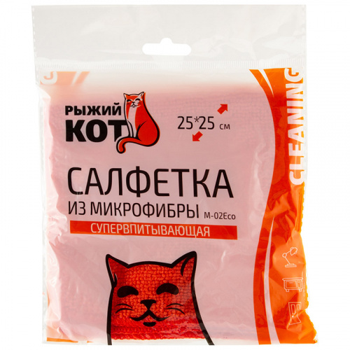 Салфетка из микрофибры Рыжий кот М-02Есо, 310293, цвет красный фото 2