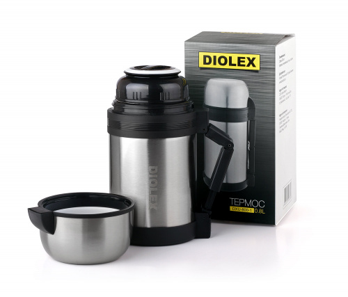 Термос Diolex DXU-1000-1 универсальный 1000 мл, ремешок в комплекте, из нержавеющей стали