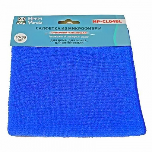 Салфетка из микрофибры Happy Panda HP-CL04BL 30*30см, голубая Размеры: 30х30см; плотность: 250 гp/м² ; материал: микрофибра; упаковка: картонный хедер двусторонний с подвесом.
Микрофибра притягивает и удерживает частицы пыли за счет безупречных электростатических свойств материала.
Предназначена для сухой и влажно
