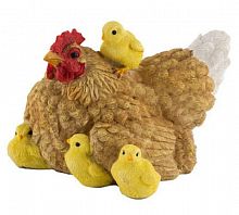 Фигурка садовая Курица с цыплятами H-30см