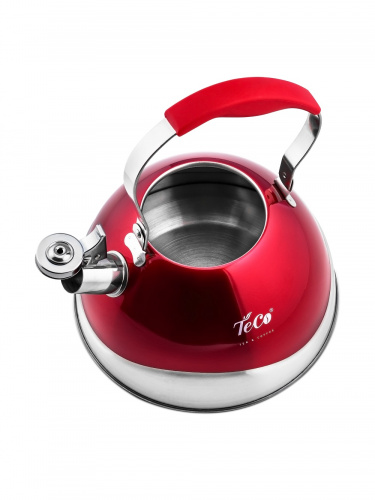 Чайник для плиты TECO TC-107-R 3л, нержавейка, красный, со свистком фото 3