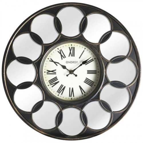 Часы настенные кварцевые ENERGY модель ЕС-122 круглые, зеркальные вставки фото 2