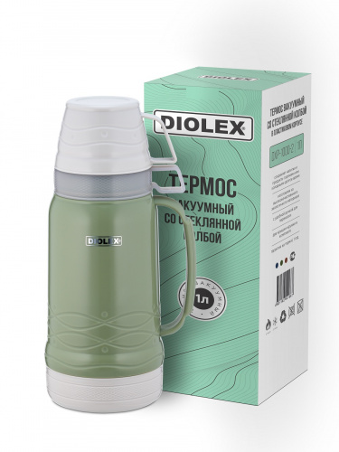 Термос Diolex DXP-1000-2, пластиковый со стеклянной колбой 1000 мл фото 5