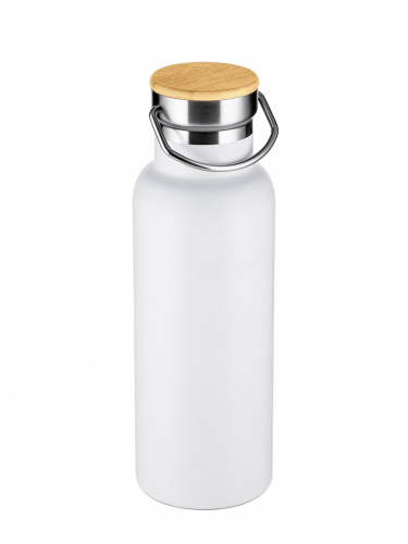 Бутылка Diolex DXB-500-2WT 500 мл белая, нержавейка, вакуумная, с крышкой из бамбука фото 5