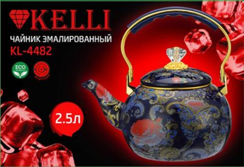 Чайник для плиты KELLI KL-4482 эмалированный, 2,5л (1x8) фото 2