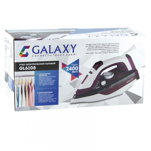 Утюг Galaxy GL 6108, 2400 Вт, керамическое покрытие подошвы фото 2