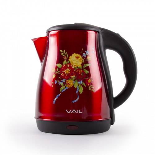 Чайник электрический VAIL VL-5555 1,8л, нержавейка, красный (12)