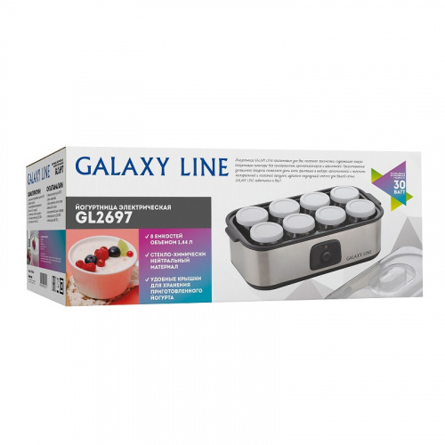 Йогуртница Galaxy LINE GL 2697, 30 Вт, 8 стеклянных стаканов с крышками фото 2