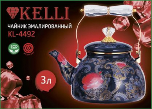 Чайник для плиты KELLI KL-4492 эмалированный, 3л (1x8) фото 2