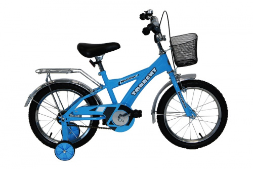 Велосипед TORRENT Meridian (детский,1 скорость, добавочные колеса, рама сталь, колеса 16", корзина)16" / 10,5" / Голубой фото 2