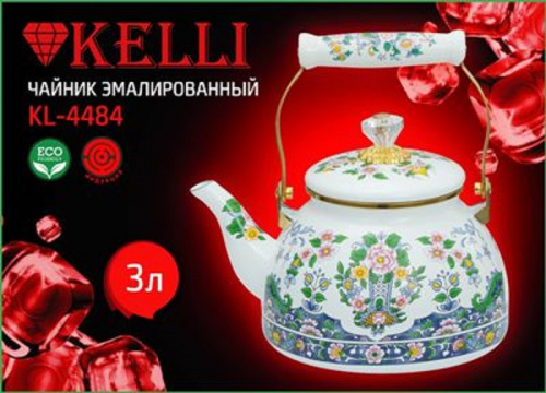 Чайник для плиты KELLI KL-4484 эмалированный, 3л (1x8) фото 2
