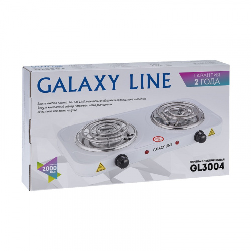 Плитка электрическая Galaxy LINE GL 3004, 2 конф. белая, 2000 Вт(1000Вт+1000Вт) ТЭН фото 3