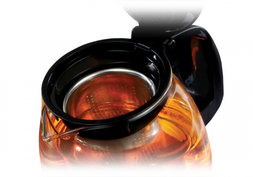 Чайник заварочный LARA LR06-19 <Black> <700мл> силикатное стекло, стальной фильтр, подъем крышки фото 2