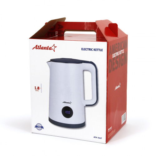 Чайник электрический ATLANTA ATH-2447 1,8л, нержавейка+пластик, белый, двухстенный  фото 4