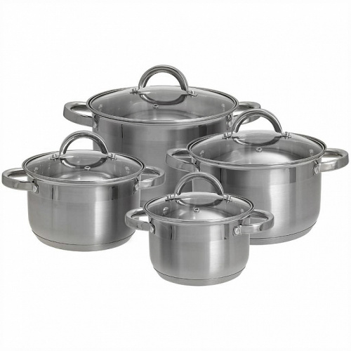 Набор посуды WEBBER BE-630/8 из нерж.стали 8 пр. 2,2л, 3,0л, 4,0л, 5,2л со стеклян крышками (2) Набор посуды WEBBER BE-630/8 из нерж.стали 8 пр. 2,2л, 3,0л, 4,0л, 5,2л со стеклян крышками (2)