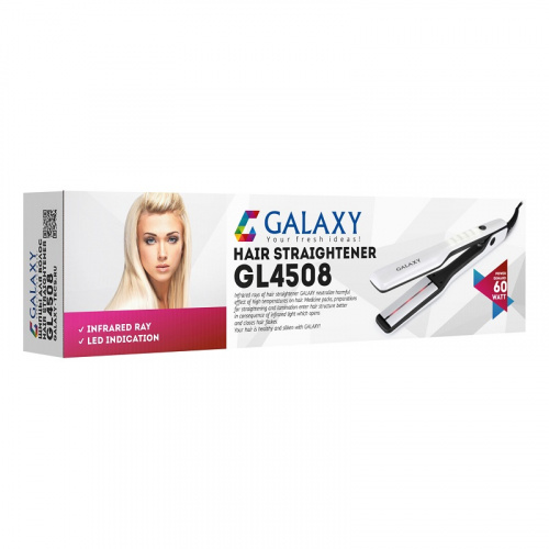 Щипцы для волос Galaxy GL 4508, 60 Вт, максимальная температура 200°, керамическое покрытие пластин, инфракрасное излучение фото 2